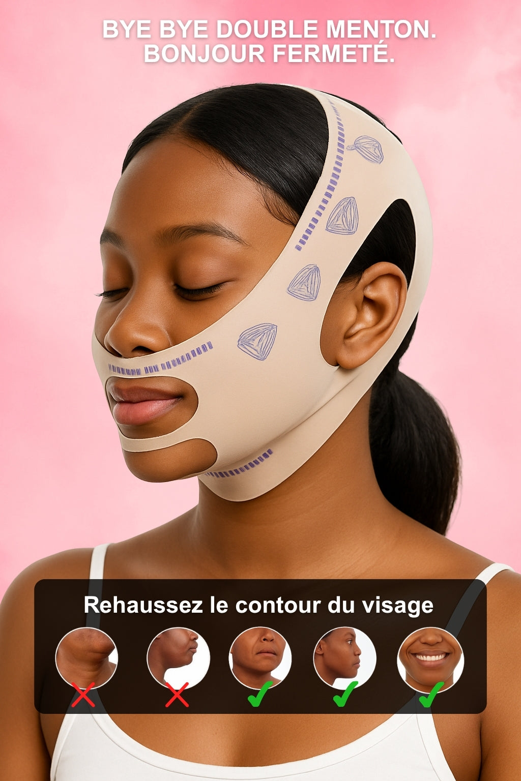 Patchs au collagène anti cernes + Masque facial minceur double menton
