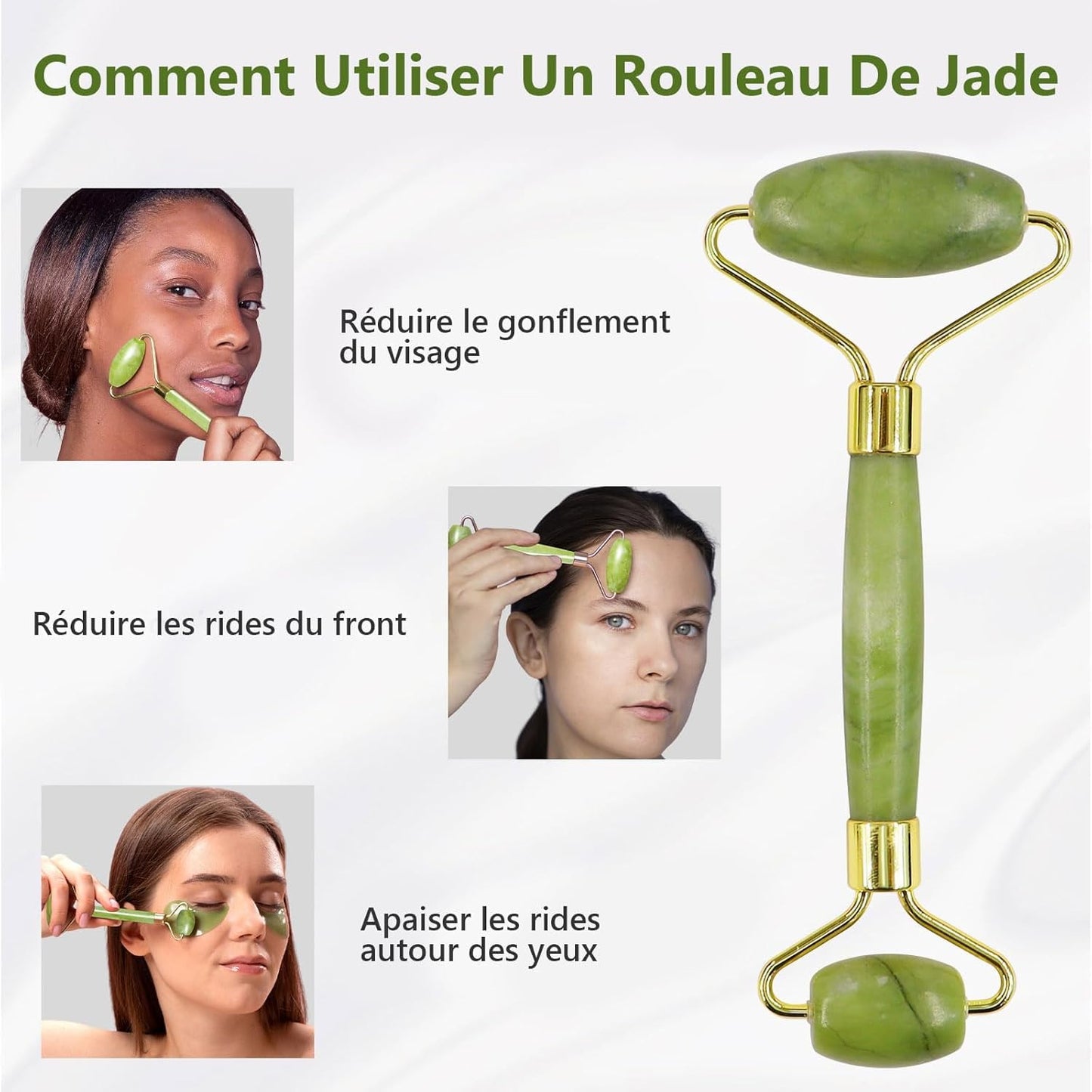 Brosse nettoyante visage + jade visage rouleau et gua sha