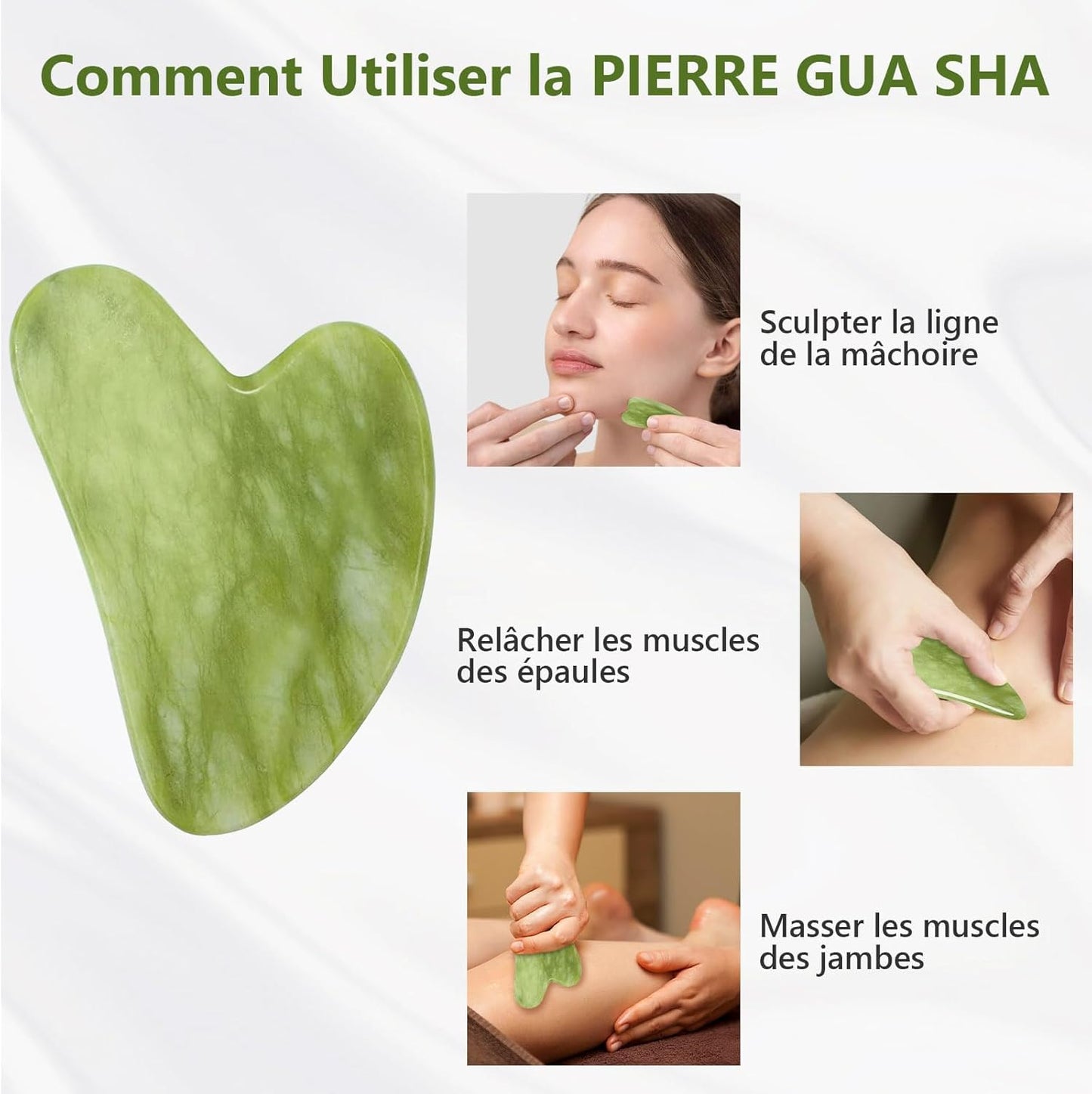 Brosse nettoyante visage + jade visage rouleau et gua sha