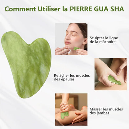 Brosse nettoyante visage + jade visage rouleau et gua sha