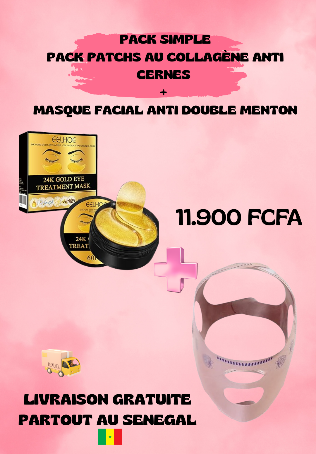 Patchs au collagène anti cernes + Masque facial minceur double menton
