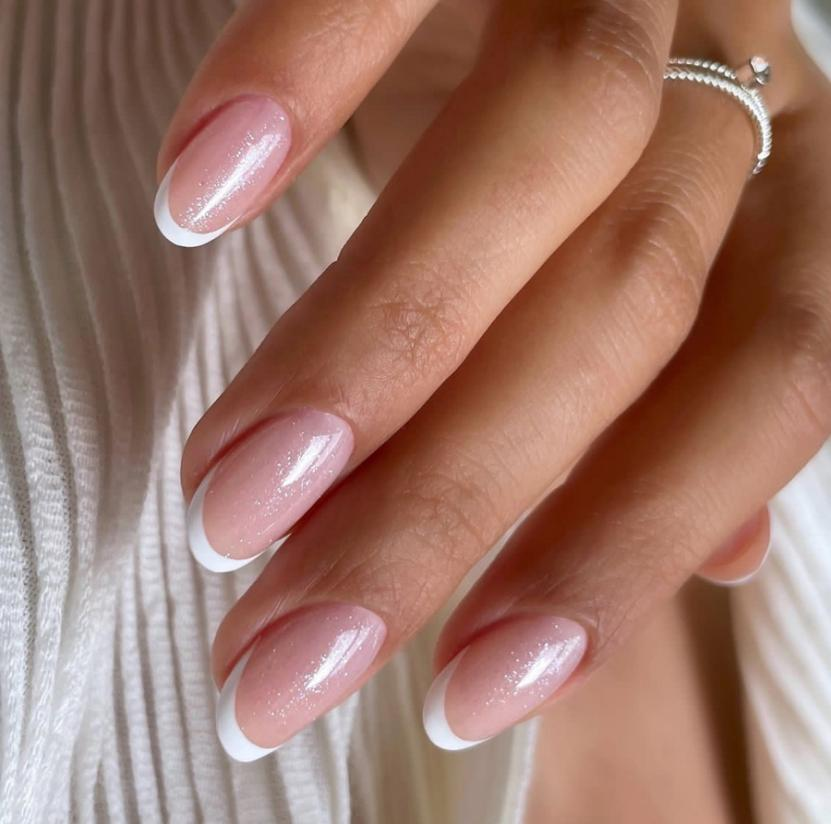 Press On Nails Amande  French Rose Pailleté